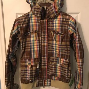 Women’s Special Blend Brown Plaid Snow Jacket
